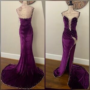 Velvet purple prom dress, formal dress or pageant evening gown